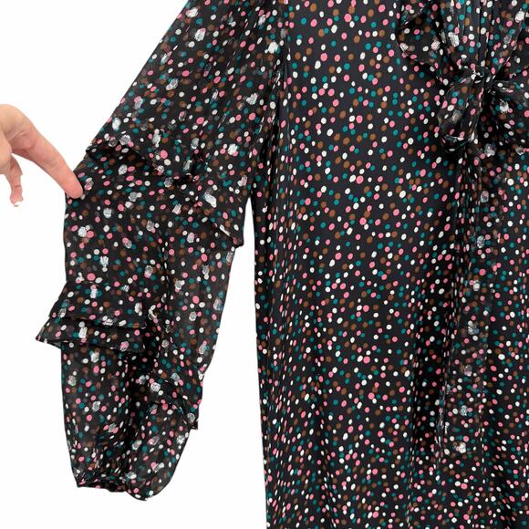 Diane von Furstenberg Amalie Confetti Tie V-Neck Ruffle Long Sleeves Mini Dress - Picture 8 of 13